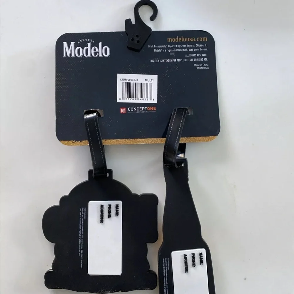 Modelo Beer Set of 2 Bag Tags - Black and Gold
